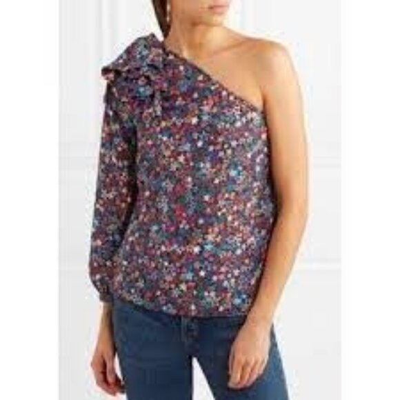 J. Crew Jacuzzi One-Shoulder Bow Star Print Top Black Size 10 NEW - Picture 7 of 8